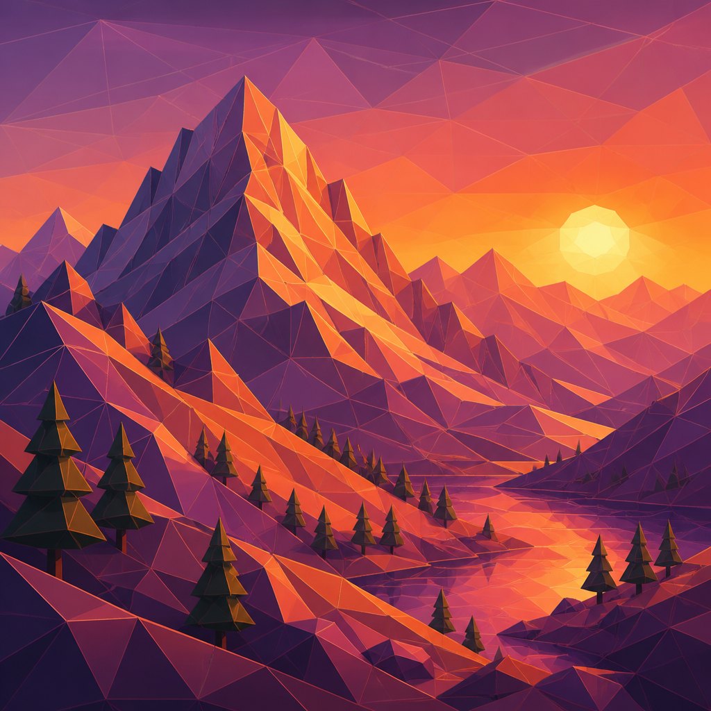 AI-generated Low Poly Art example