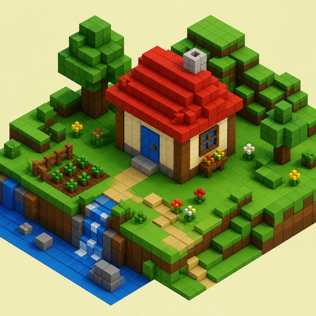 AI-generated Voxel Art example