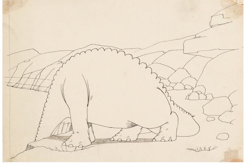 Gertie the Dinosaur, drinking (original art) — Animation Art