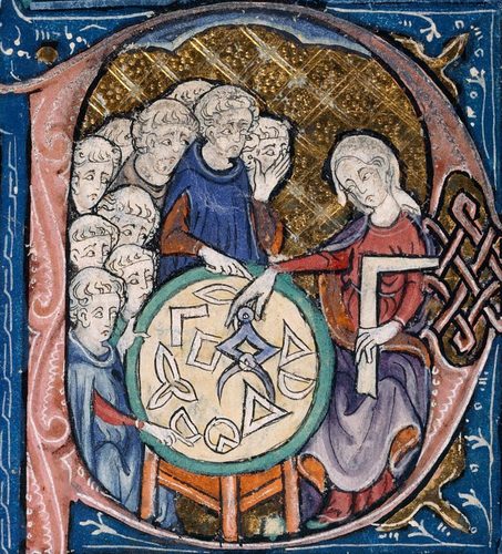 Woman teaching geometry — Drawing