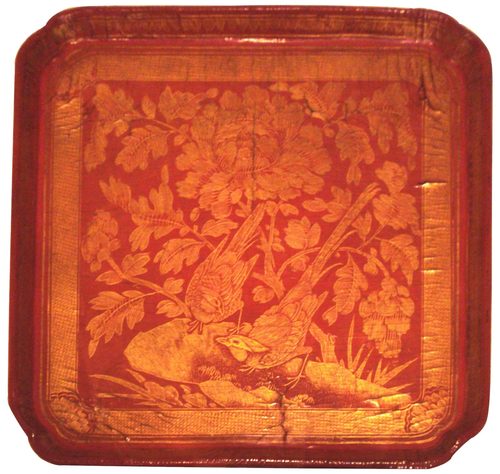 Red lacquer tray with gold engraving, Song Dynasty — Lacquer Art