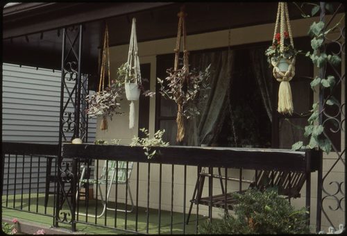 Hanging plants on a porch — Macramé