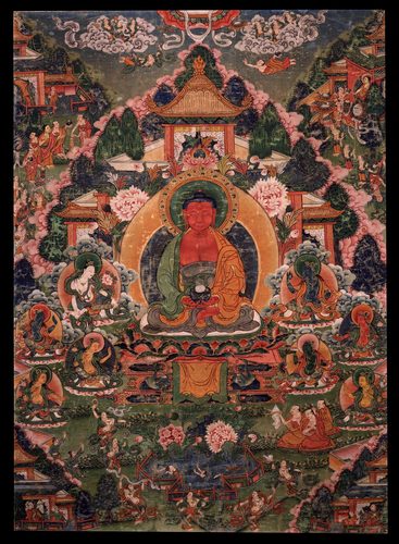 Buddha Amitabha in His Pure Land of Suvakti — Mandala Art