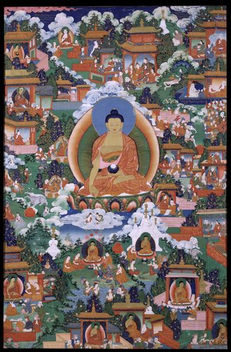 Shakyamuni Buddha with Avadana Legend Scenes — Mandala Art