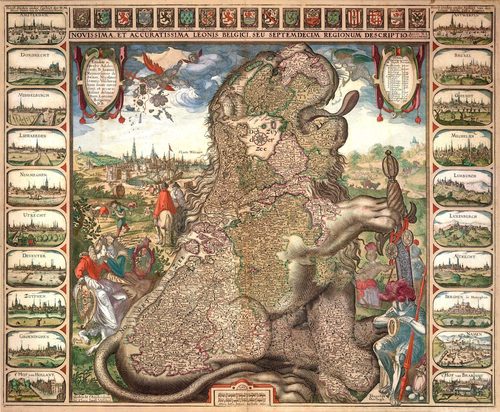 Novissima, et Accuratissima Leonis Belgici, seu Septemdecim Regionum Descriptio. Auct: N.I. Visschero. — Map Art