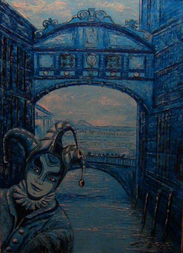 VENISE PONT DES SOUPIRS Par le Peintre Michel RIGEL — Mask Art