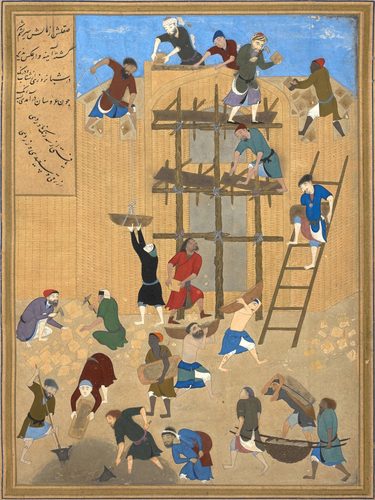 Construction of the fort of Kharnaq — Miniature Painting
