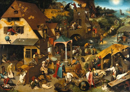 Netherlandish Proverbs (The Blue Cloak) — Painting
