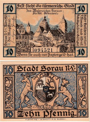 Sorau (Żary) - 10Pf. 1921 — Papercutting