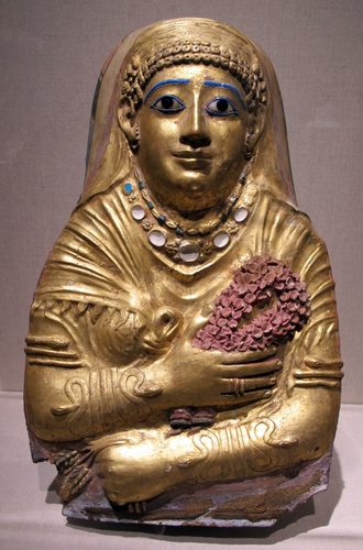 Periodo romano, copertura di mummia femminile in cartapesta, I sec dc, forse da hawara — Papier-Mâché