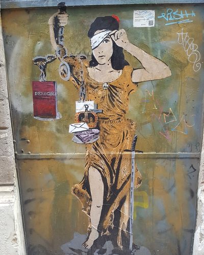 Spanish Justice, Gràcia, Barcelona — Stencil Art